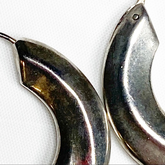 Sterling Silver 925 Hoop Round Earrings Pierced Wire Huggie Closure 10 g - Picture 4 of 6